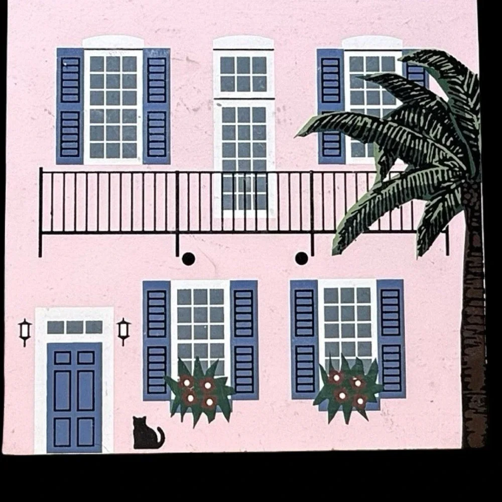 Cat's Meow Rainbow Row #6 Pink Charleston South Carolina Faline Signed 1998